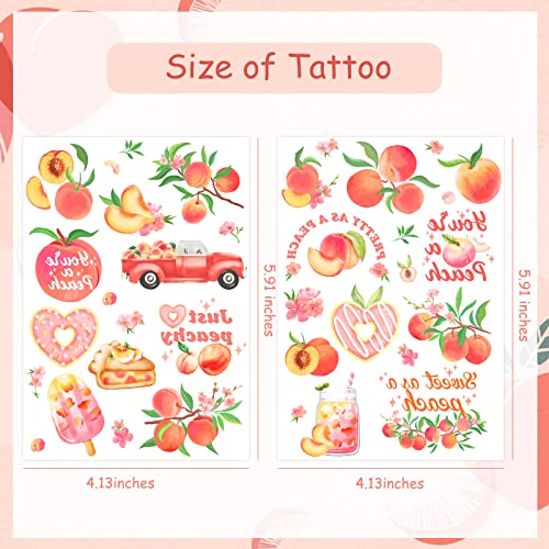 Pink Peach Theme Tattoos, Fruit Temporary Tattoos for Summer Party Decorations, Just Peachy Decor for Sweet As a Peach Party Decorations Supplies