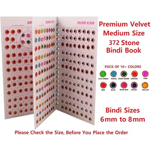 Forehead Kumkum Gold & White Stone Multicolour Bindi Booklet for Women & Girls (Stone Bindi Book - 376 Bindis) Multicolor