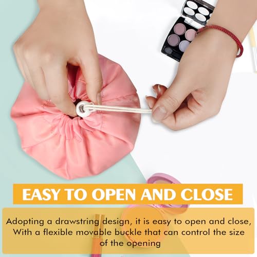 INVODA Drawstring Makeup Bag for Women 24PCS Cosmetic Bag Large Travel Make up Bags Portable Barrel Toiletry Bag Toiletries Pouch Travel Cosmetic Organizer (24PCS)