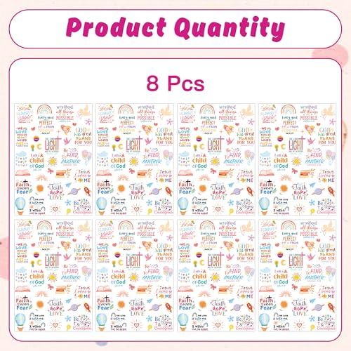 Christian Temporary Tattoos Stickers Set - 280 Pcs Bible Verse God Bless Party Favors Decorations For Classroom School Prizes Rewards Supplies