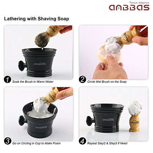 Anbbas Shaving Brush, Handmade Pure Badger Hair Brush with Natural Manchurian Ash Wood Handle for Men Traditional Wet Shaving