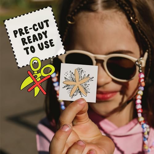 Kids Temporary Tattoos - Made in Europe Hypoallergenic, Pre-Cut, 50 Pcs Original Kid Tattoos, Designs with Sea World, Butterflies, Flowers, Motivational Words - Gift Tattoos for Boys and Girls