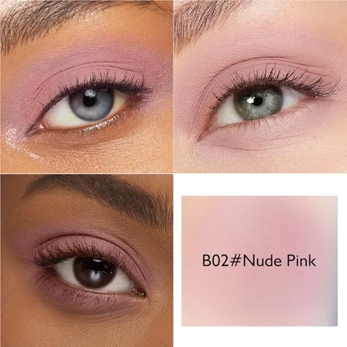 Nude Pink Matte Eyeshadow Palette, Single Eye Shadow Palette High Pigment sombras para ojos Nude Eyeshadow Velvet Compact Pressed Powder Primer Lightweight Blendable for Daily Natural Eye Makeup