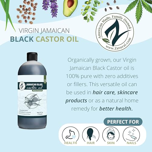 Zatural Black Castor Oil_100% Pure Tropic Jamaican Black Castor Oil (32 Ounce)