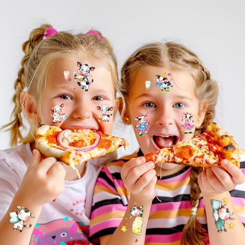 101+ Cow Temporary Tattoos ? Printable, Waterproof Fake Tattoos for Kids, Girls, Boys, Teens & Adults ? Ideal for Birthday Parties, Decorations (A)