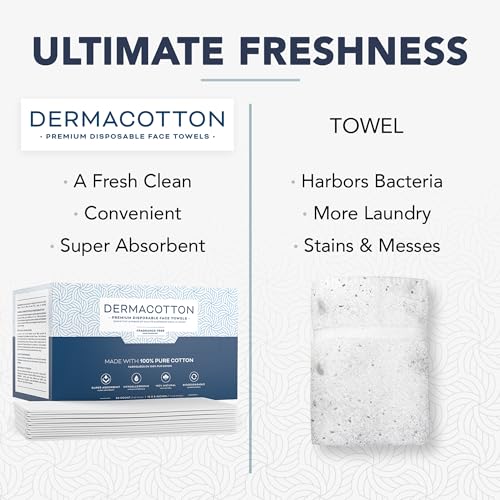 100% Pure Cotton Face Towels ? 80 Count Large Disposable Wash Cloths for Face Washing, Makeup Removal & Acne Care | Ultra Soft, Hypoallergenic & Fragrance-Free