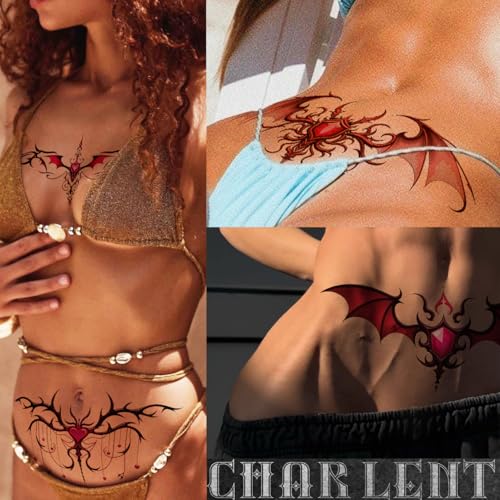 24 PCS Sexy Belly Temporary Tattoos for Women Ladies - Realistic Chest Abdomen Waist Tattoos for Women Body Art