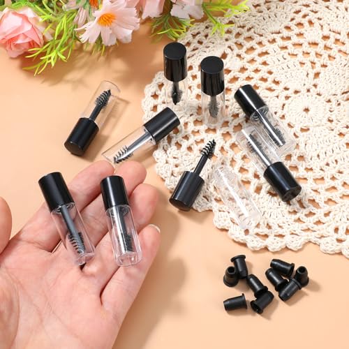 81PCS Empty Mascara Tubes with Wand, Mini 3ml Empty Mascara Bottles with Brush for Castor Oil, Small Sample Size Eyelash Growth Packing Tube Container with Applicator for Travel Home
