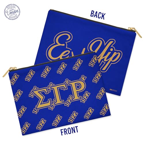 Sigma Gamma Rho Sorority Paraphernalia - Greek Letters - Flat Makeup Pouch & Accessory Bag - Greek Letters