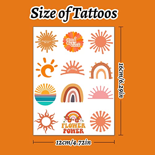 16 Sheets Sun Temporary Tattoos for First Trip Around the Sun Party Favors Decorations Supplies for Here Comes The Son Baby Shower Boys Girls Boho Hippie Sunshine Party(192 PCS)
