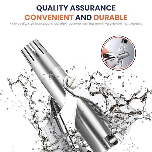 Stainless Steel Hair Trimmer for Men and Women | Manual Nose and Ear Hair Trimmer | Nose Clippers, 360¡Æ Rotating Hair Trimmers | Washable Nose Hair Remover