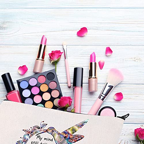 BDPWSS Hummingbird Makeup Bag Hummingbird Memorial Gift Hummingbird Lover Zipper Pouch Remembrance Gift My Mind Still Talks To You My Heart Still Looks For You Sympathy Gift (Hummingbird at peace)