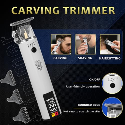 Hair Clippers for Men, 3-Piece Professional Grooming Kit Includes Hair Clipper, LED Power Display,Detail Trimmer and Nose Trimmer, Complete Cordless Set for Home Barber Use (Black)