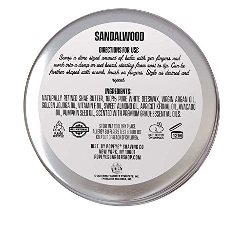 Brutus Beard Balm for Men, Non-Greasy Leave-in Conditioner with Matte Finish, Styling Balm Enriched with Jojoba Oil, Hemp Seed, and Vitamin E, Sandalwood Scent, 2 oz