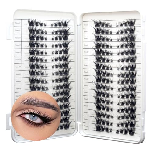 32 Pairs Cat Eye Individual Lashes Wispy Cat Eye Lashes DIY Lash Extensions 256pcs Clusters Lashes 8-16MM Fluffy Volume Eye Eyelashes Clusters