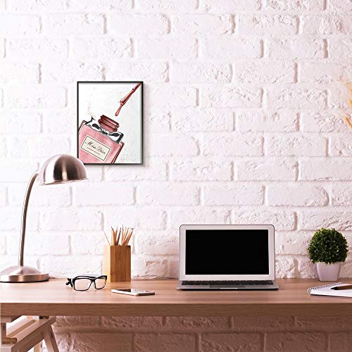 Stupell Industries Makeup Nail Polish Brush Pink Silver Drip Fashion Design Framed Wall Art, Multi-Color