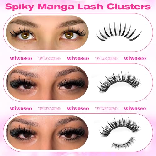 wiwoseo Lash Spikes Lash Clusters with Bottom Lashes Cluster Manga Eyelash Cluster Eyelash Extensions Cluster Lashes with Bottom Lash Cluster Fairy Eyelash Cluster Spiky Individual Lashes for Beginner