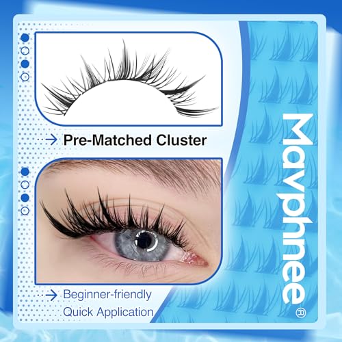 Fox Eye Lash Clusters Spiky Individual Lash Extensions L-Curly Fairy Cluster Eyelash Extensions Anime Wispy Individual Eyelashes Left & Right Cat Eye Cluster Lashes Manga Lash Extension Easy to Apply