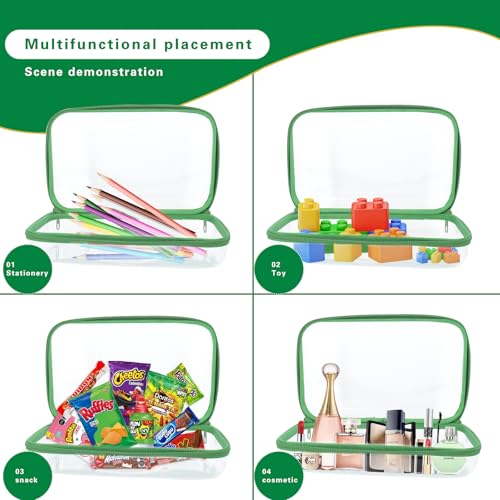 2pc Clear Hard Shell Case, Makeup & Skincare Travel Bags, Portable Zipper Organizer for Toiletries & Stationery