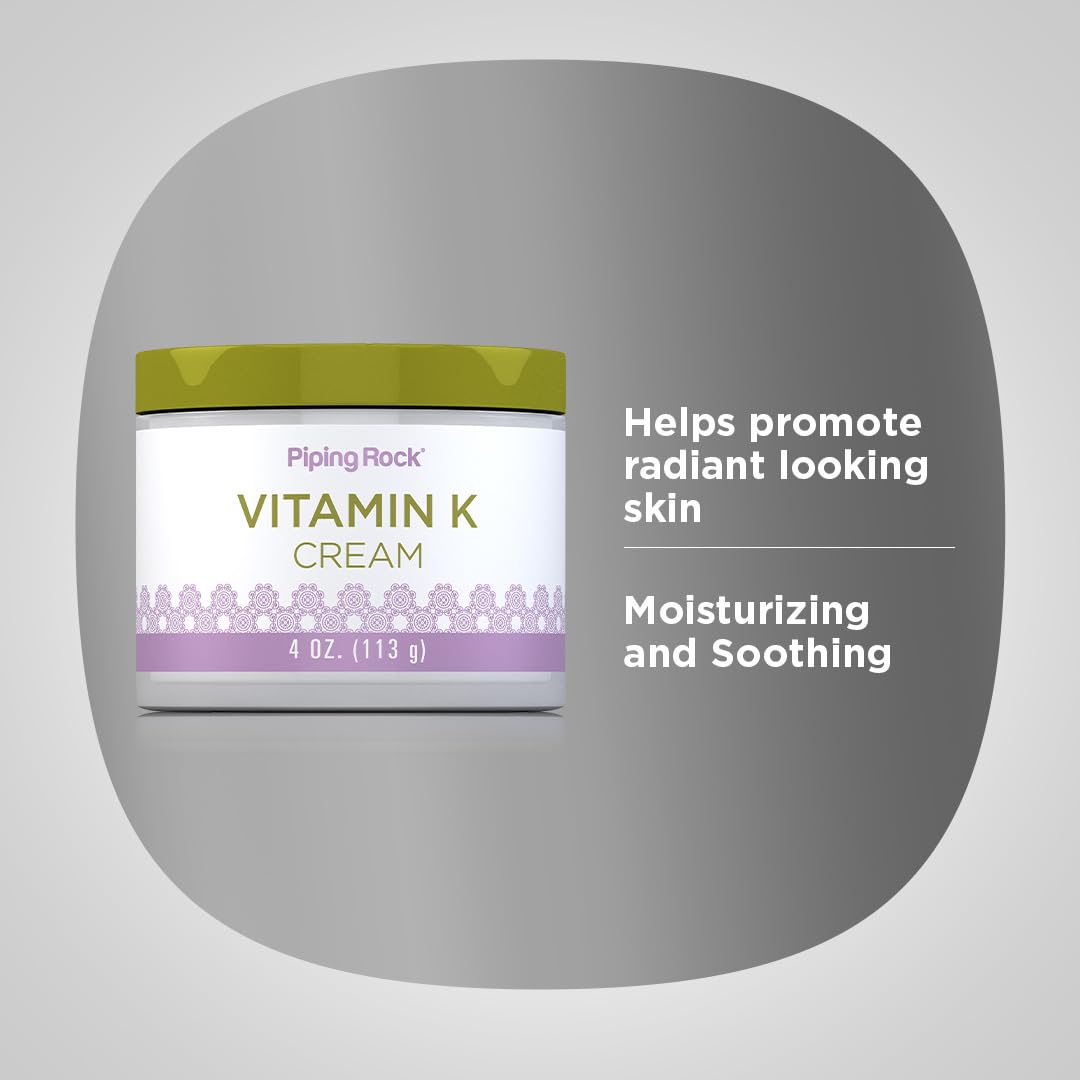 Piping Rock Vitamin K Cream | 4 Ounce | for Bruising, Dark Circles, Spider Veins, Eyes, Skin and Face