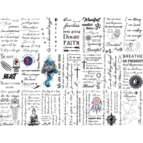 IMPRESSED Realistic Temporary Tattoos ? 42 Custom Sheets Tiny Fake Self Care Tattoo ? Inspirational Minimalist Affirmation Words and Motivational Quote Permanent Tats for Adult Teens Women Face Body