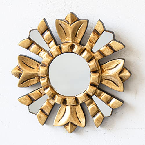 Gold Round Wall Mirror Living Room - Peruvian Hanging Mirror Valentines Day Decor Gift for Women, mon - Mirror on The Wall