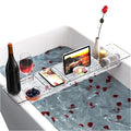 Yieach Luxury Tub Tray for Bathtub Expandable,Clear Bath Shelf Over Tub and Acrylic Bathtub Tray,Plastic Bath Board & Table,Bath Caddy Tray & Accessories for Mothers,Mom and Women Relaxing Spa Gifts