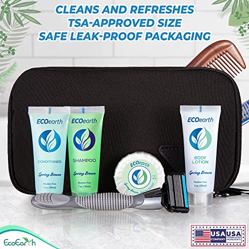EcoEarth Soap, Shampoo and Conditioner Set (1 oz each, 150 Pieces, Spring Breeze), Hotel Travel Size Body Soaps Kit, Delight Guests with Revitalizing & Refreshing Hospitality Toiletries in Bulk