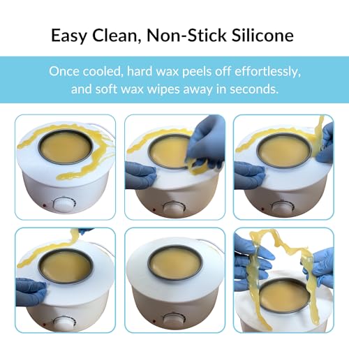 Reusable Non-Stick Silicone Wax Collars + Can + Lid for Wax Pot ? Fits All 14-16 oz Wax Cans & Warmers ? Wax Warmer Collars for Easy, Mess-Free Cleaning, 3-Piece Set (Collar + Can + Lid, White)