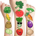 96 PCS Funny Vegetable Pre-cut Temporary Tattoos Sticker Avocado Corn Pumpkin Birthday Party Decorations Supplies Favors Celebration Gifts Boys Girls Baby Shower Cute Tattoo School Reward Themed