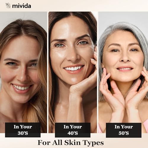 mivida 4-in-1 Anti-Aging Serum for face | Retinol, Vitamin C, Hyaluronic Acid & RoseHip Oil | multi benefit Face Serum ? 1 Fl Oz