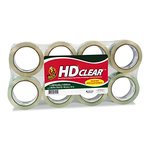 Heavy-Duty Clear Packaging Tape - 3-Inch Core, 54.6 Yards, Pack of 8
