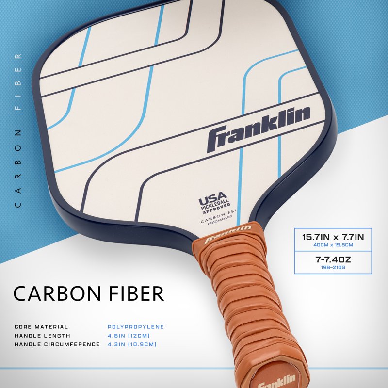 Essentials Carbon Fiber Pickleball Paddle - Lightweight USAP Approved, Cream/Navy