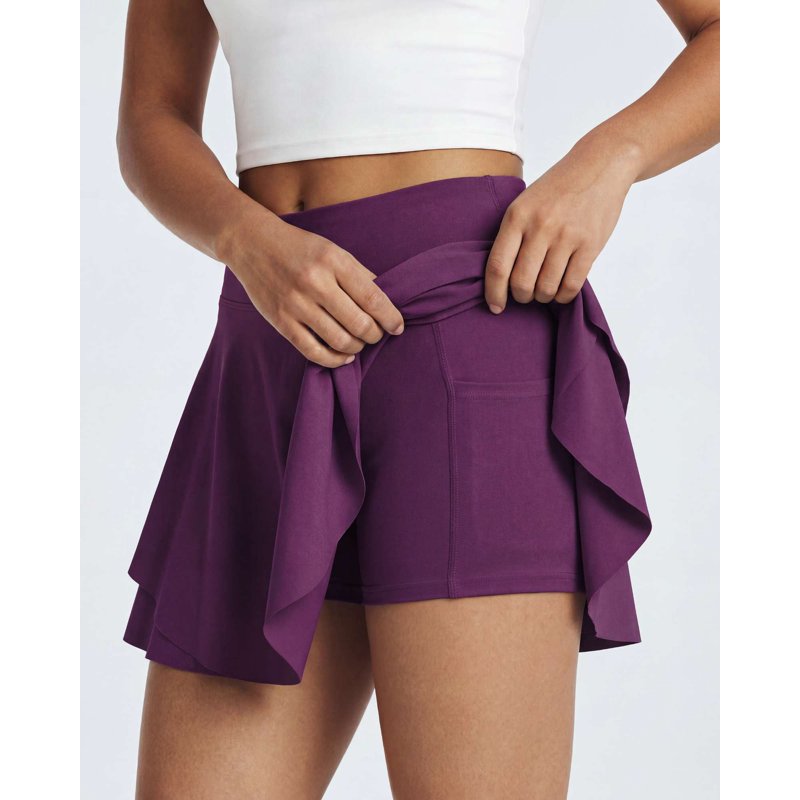 Women's 14-Inch Layered Ruffle Tennis Skort Set - Moisture-Wicking Athletic Skirts with Pockets