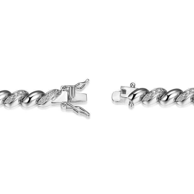 Fine Silver Plated San Marco Tennis Bracelet with Diamond Accent 7.25"