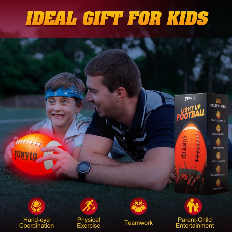 Glow in the Dark Football Size 6 LED Light Up Outdoor Sports Toy