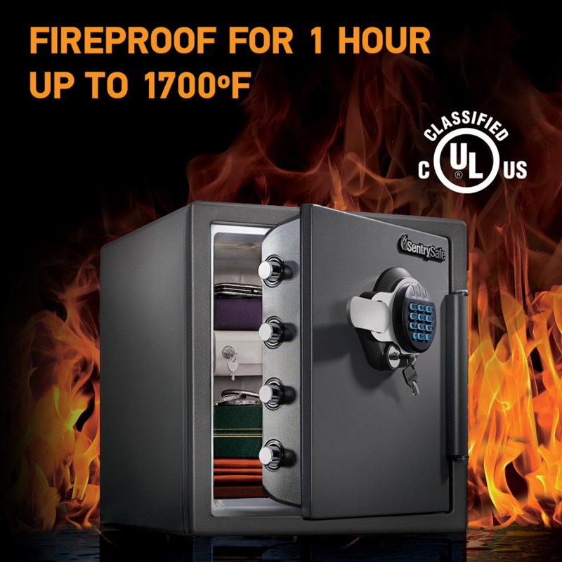 Fireproof Waterproof Security Safe with Digital Keypad - 1.2 Cu Ft