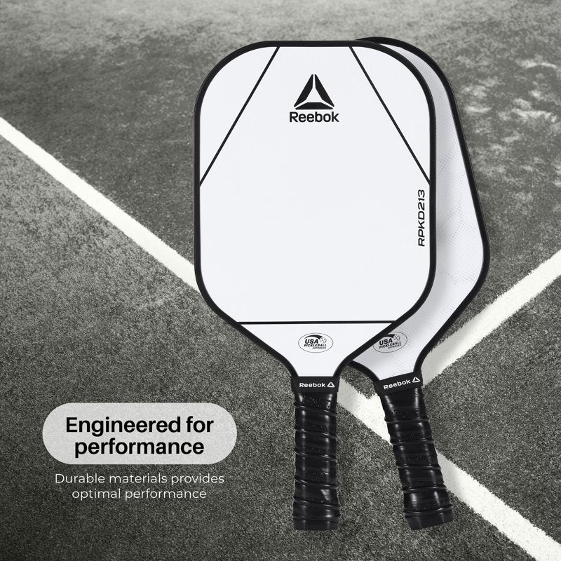 Reebok Pickleball Paddle - White, USAPA-Approved Lightweight Fiberglass