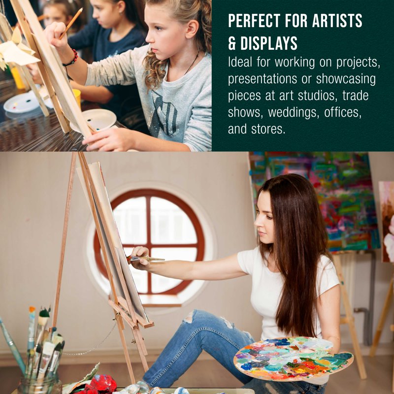 Adjustable Wooden Artist Easel with Canvas Support & Tray - 64 Inches