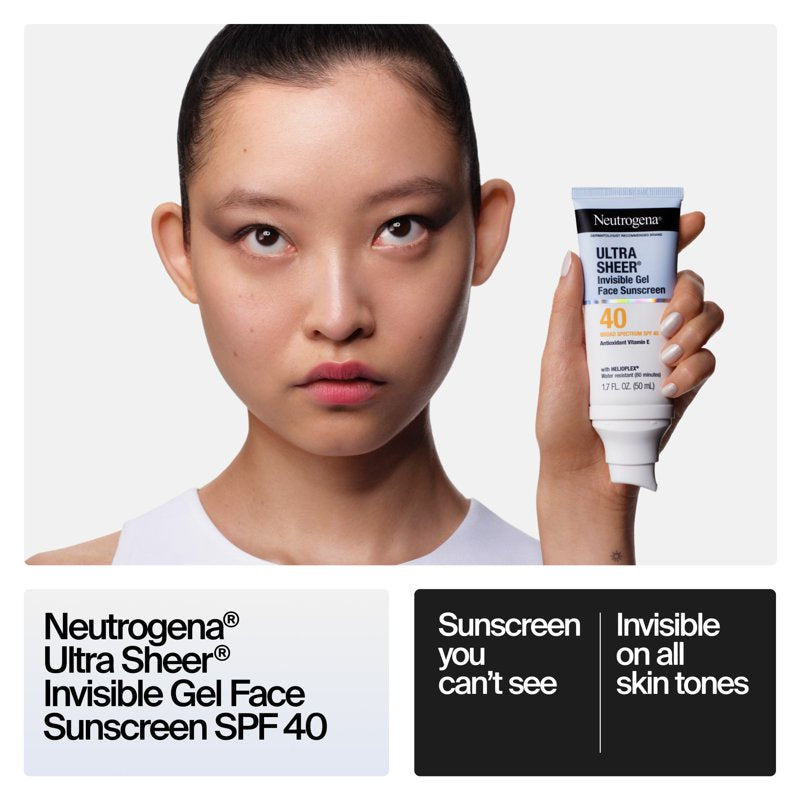SPF 40 Face Sunscreen Gel - Invisible, Broad Spectrum, Water-Resistant