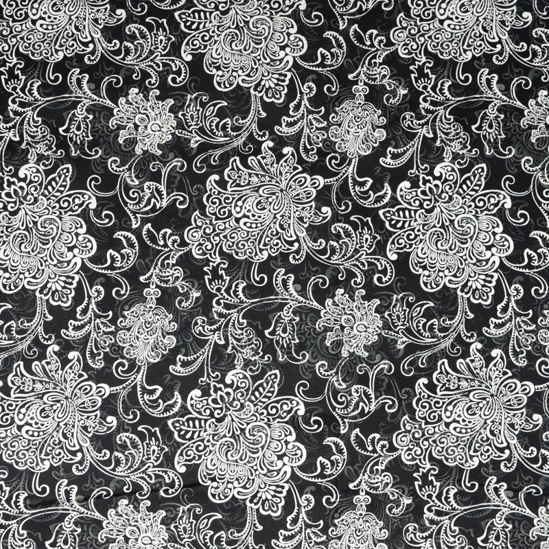 Cotton Duck Fabric for Quilting & Sewing - 2 Yards, Black Scroll Print, 45" Wide