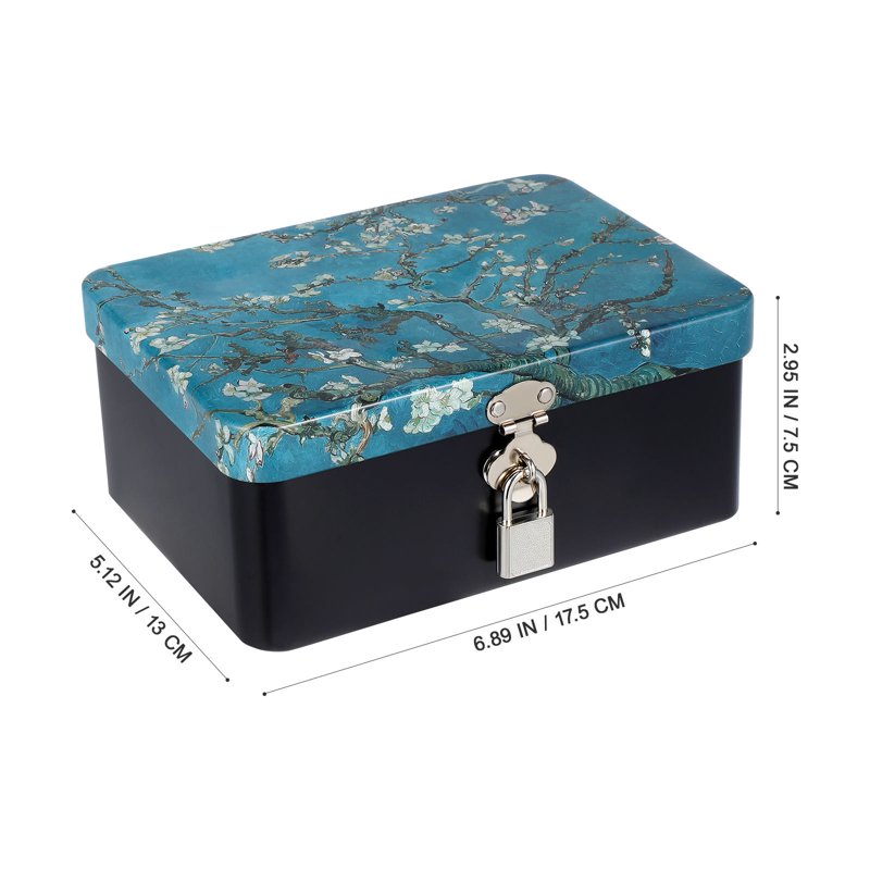 Large Metal Lock Box with Key - Portable Storage for Travel and Home