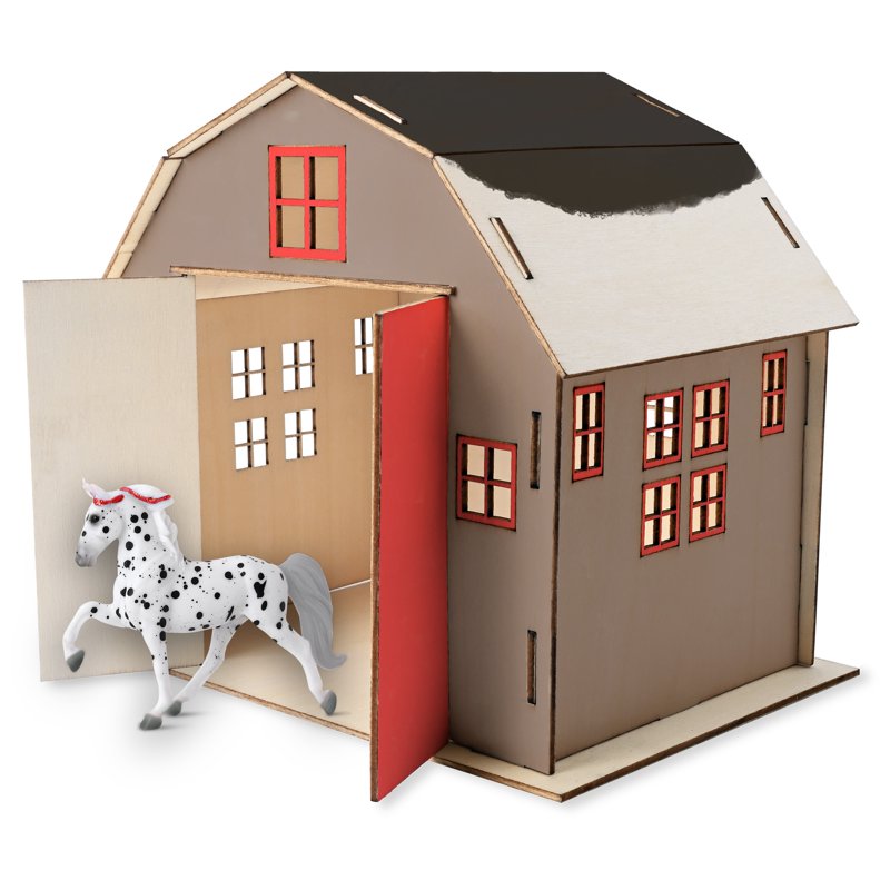 Paint Your Own Horse and Barn Set - Kids Arts and Crafts Kit for Equestrian Fun