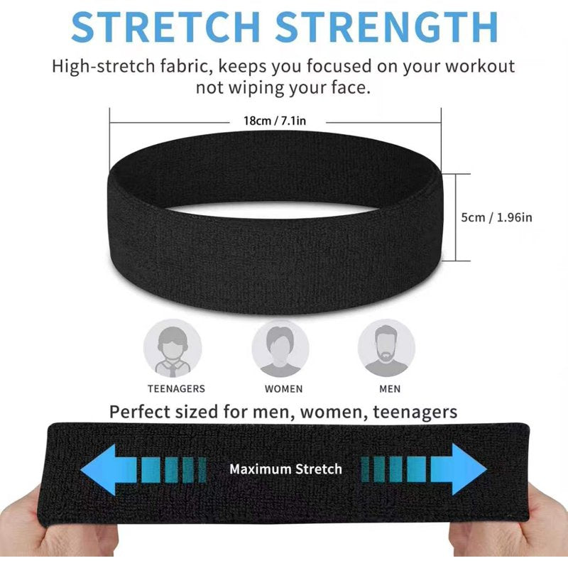 Sports Headband Moisture Wicking Cotton Sweatbands for Running & Yoga