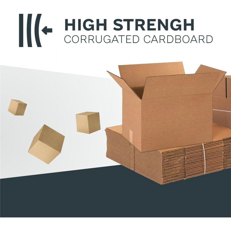 Corrugated Shipping Boxes Pack of 25 - Eco-Friendly Cardboard Mailing Containers