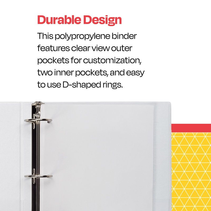 3-Inch White D Ring View Binder - Polypropylene, 725 Sheet Capacity