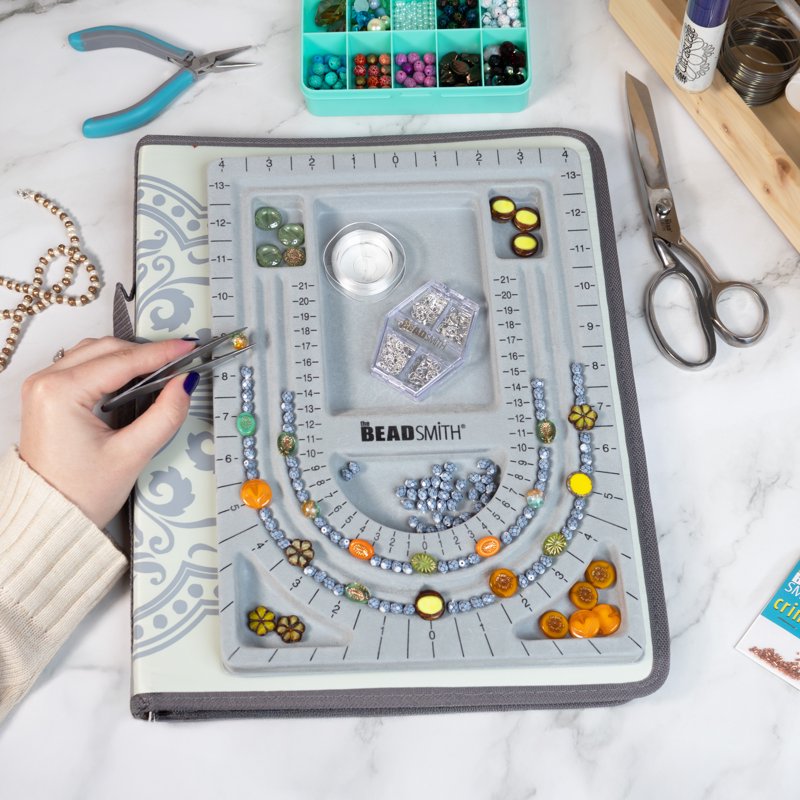 Jewelry Bead Folio Travel Case with Bead Board & Storage for Beading Supplies