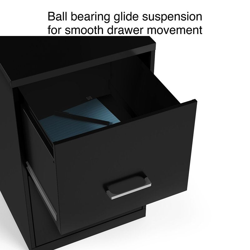 2-Drawer Locking Vertical File Cabinet Black 18D for Office & Home
