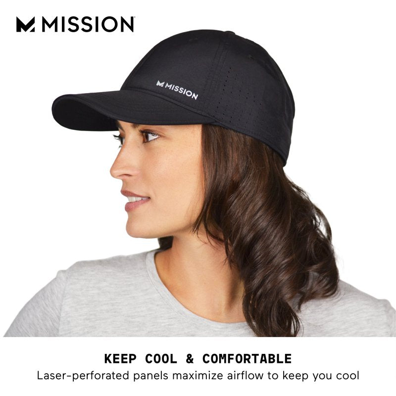 Vented Cooling Performance Baseball Cap for Men & Women - Unisex Black Hat