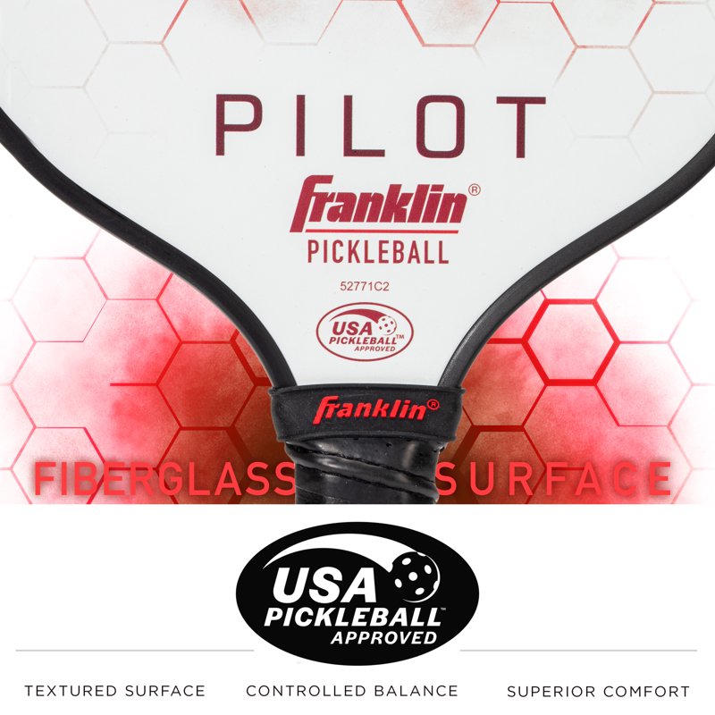 Pilot Pickleball Paddle – USAPA Approved, Lightweight Polypropylene Core, Red, 10mm Thick | Variation White/Red